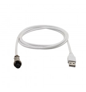 GX12-5P 5PIN female Aviation plug to USB  white braid Cable PVC wire add PP sheath and PET sleeving